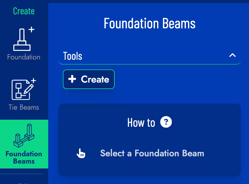 New Foundation Beams Menu